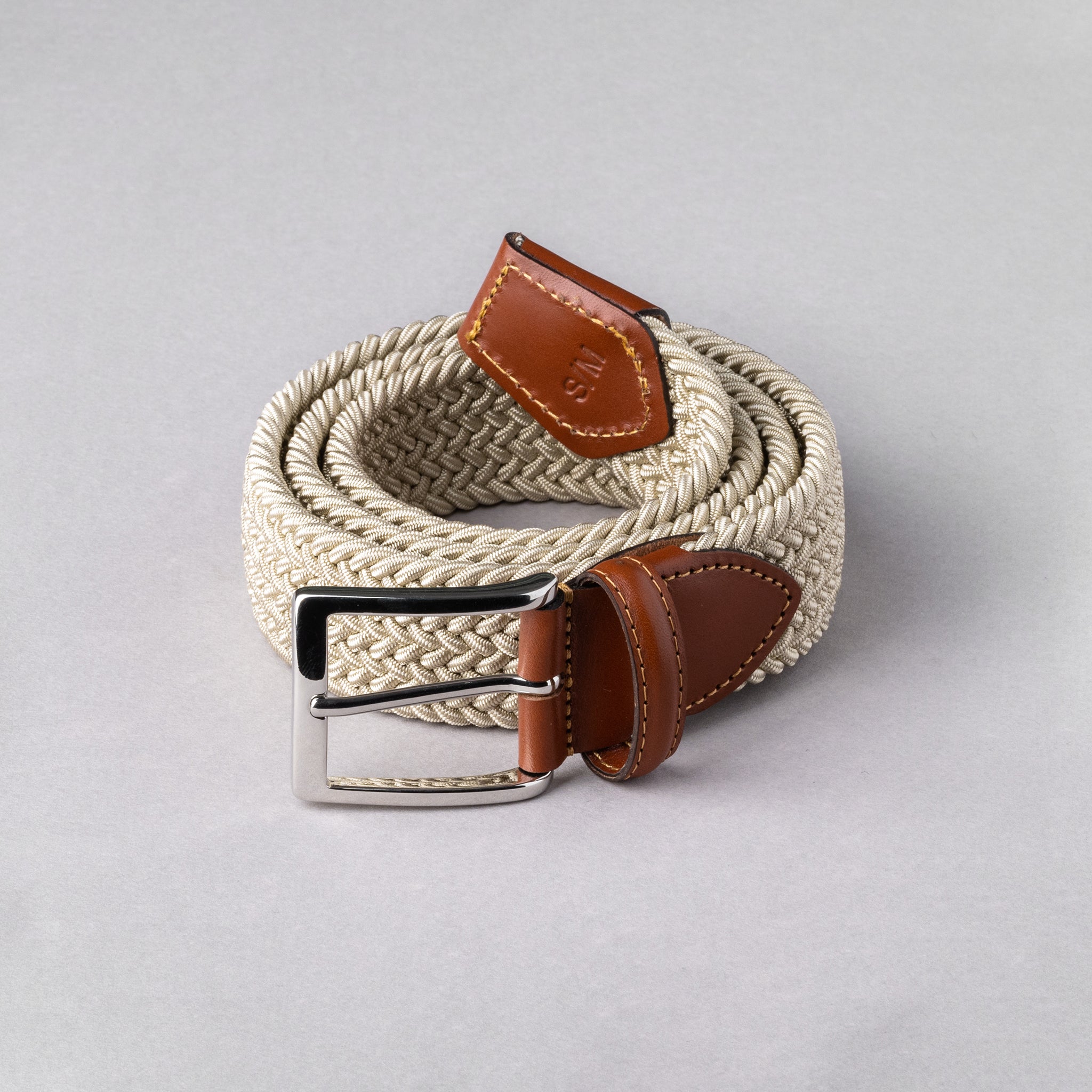 Athison Braided Leather Belt, Brown