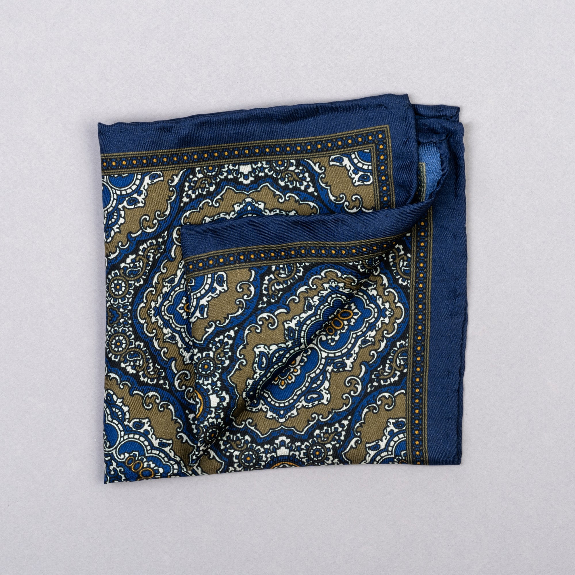 F. Marino Silk Pocket Square – Blue & Green