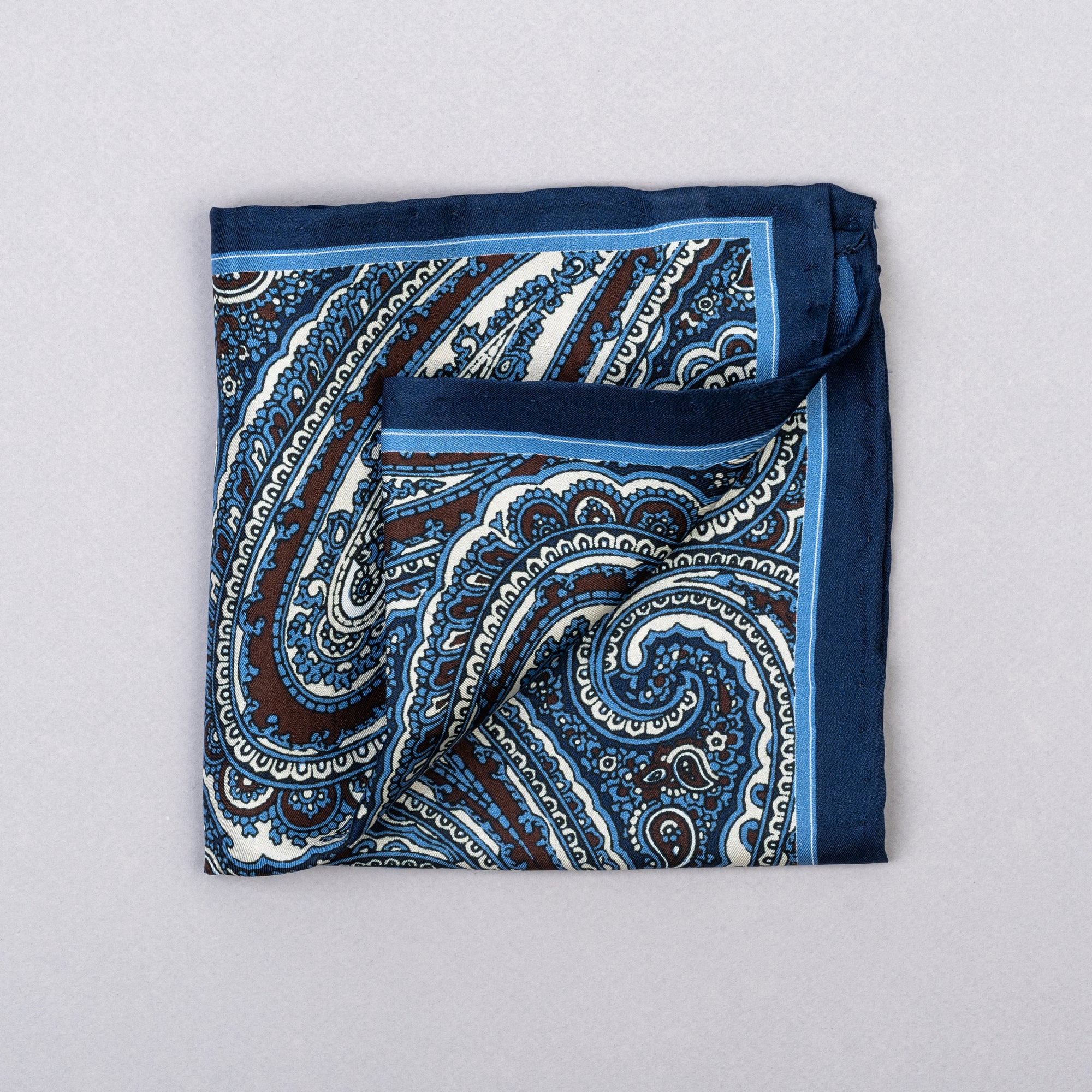 F. Marino Silk Pocket Square – Blue & Turqoise