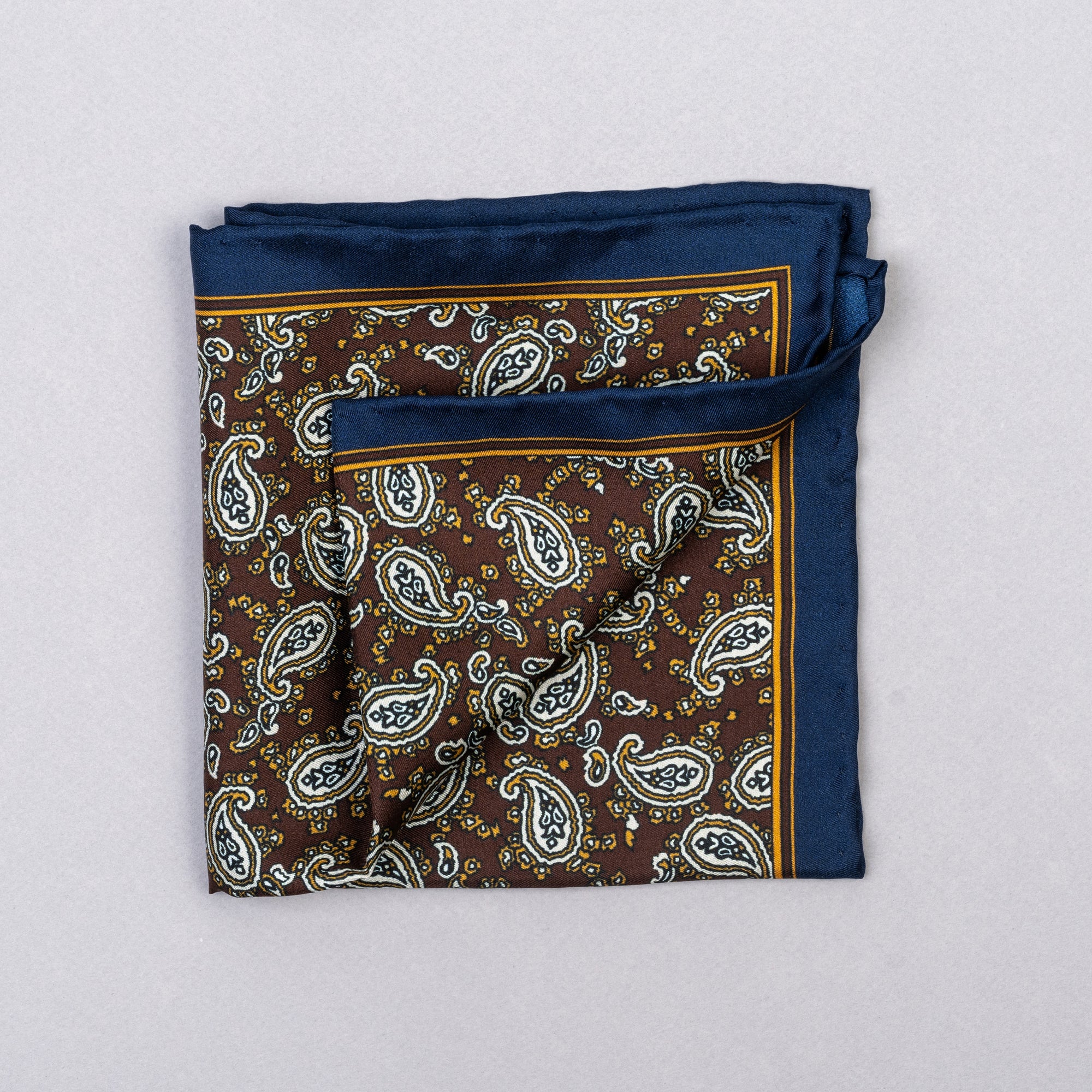 F. Marino Silk Pocket Square – Blue & Burgundy