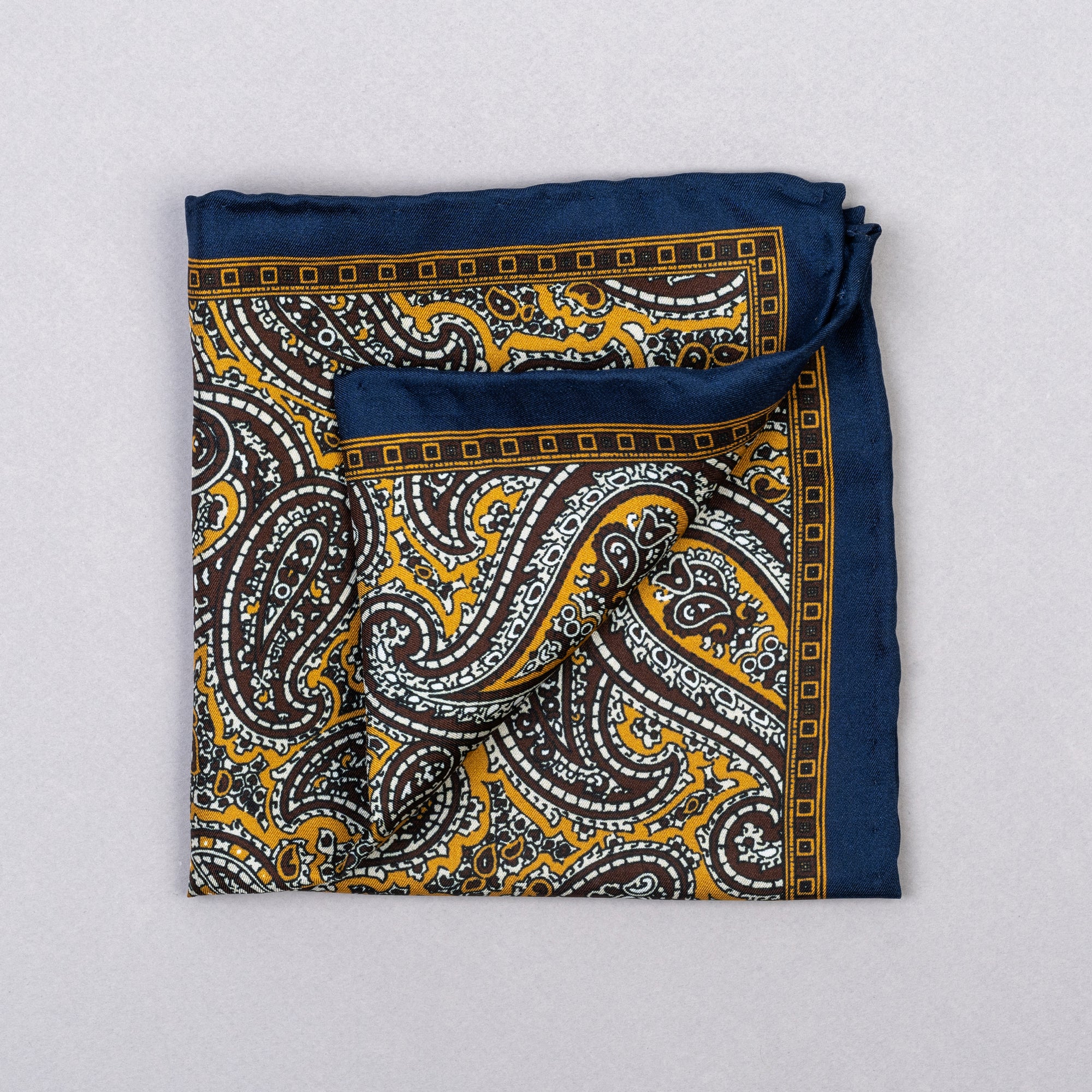 F. Marino Silk Pocket Square – Blue & Yellow