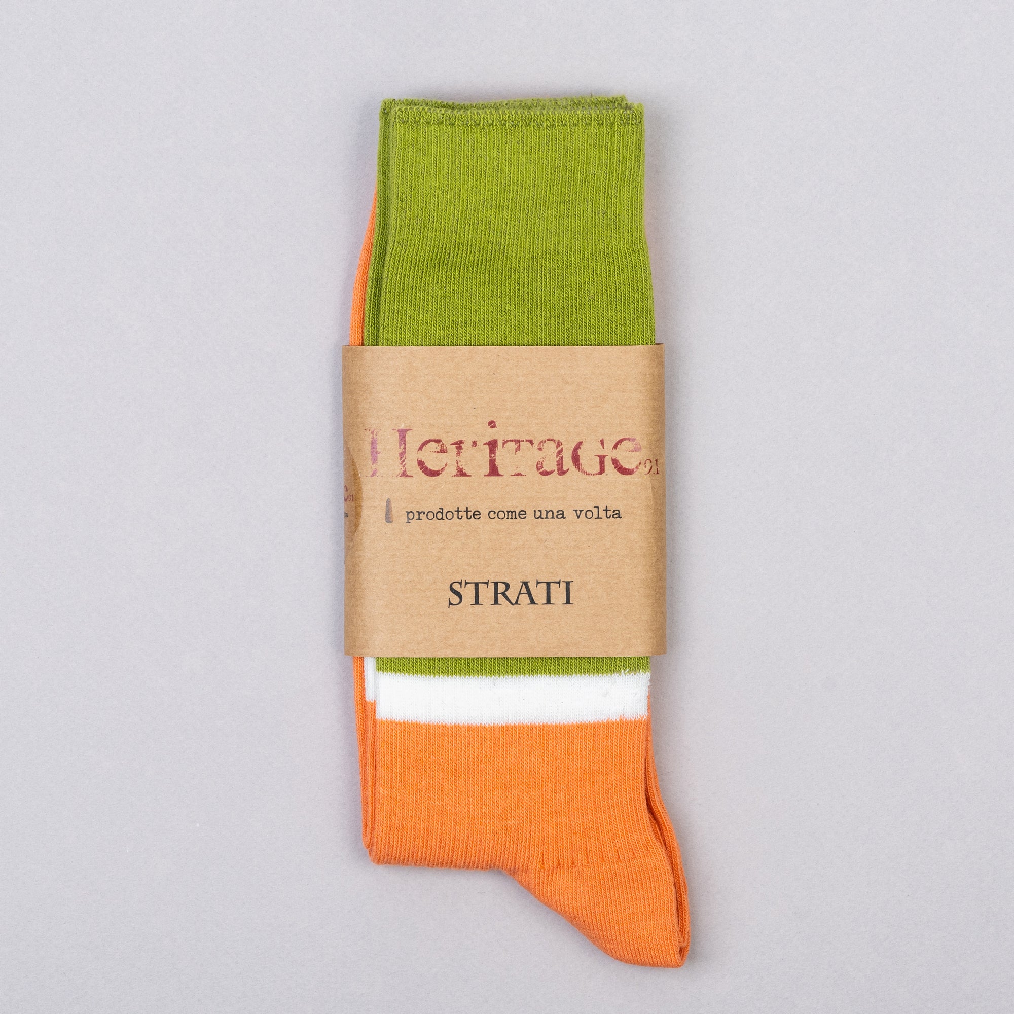 Heritage 9.1 Cotton Socks -  Salmon & Green