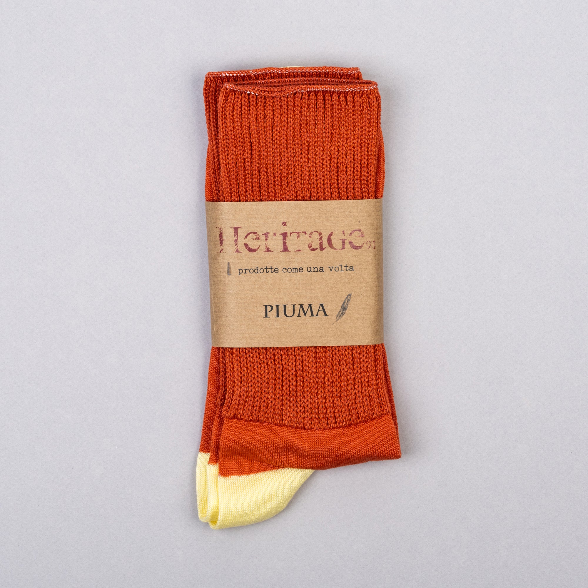 Heritage 9.1 Cotton Socks - Rust & Yellow