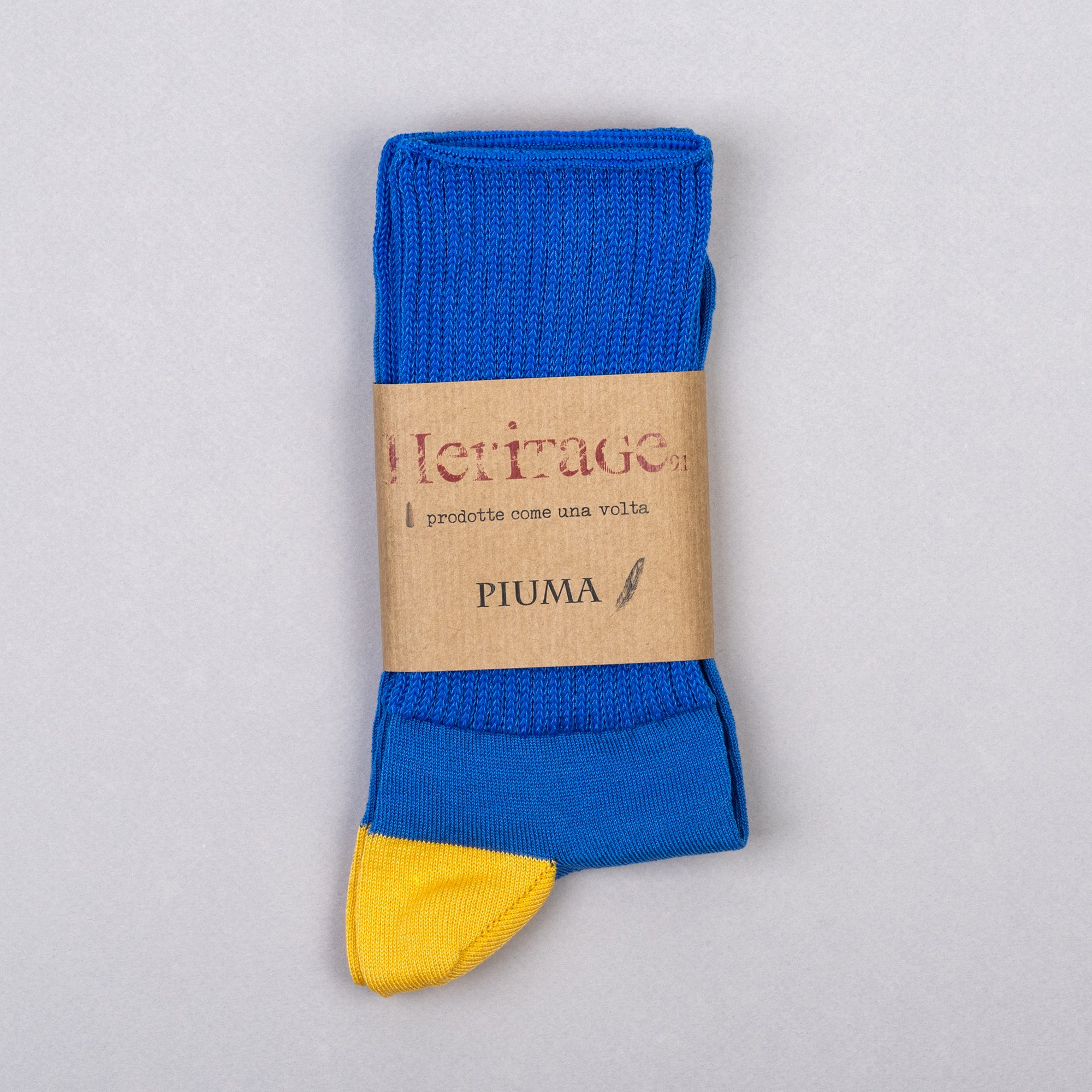 Heritage 9.1 Cotton Socks - Blue & Mustard