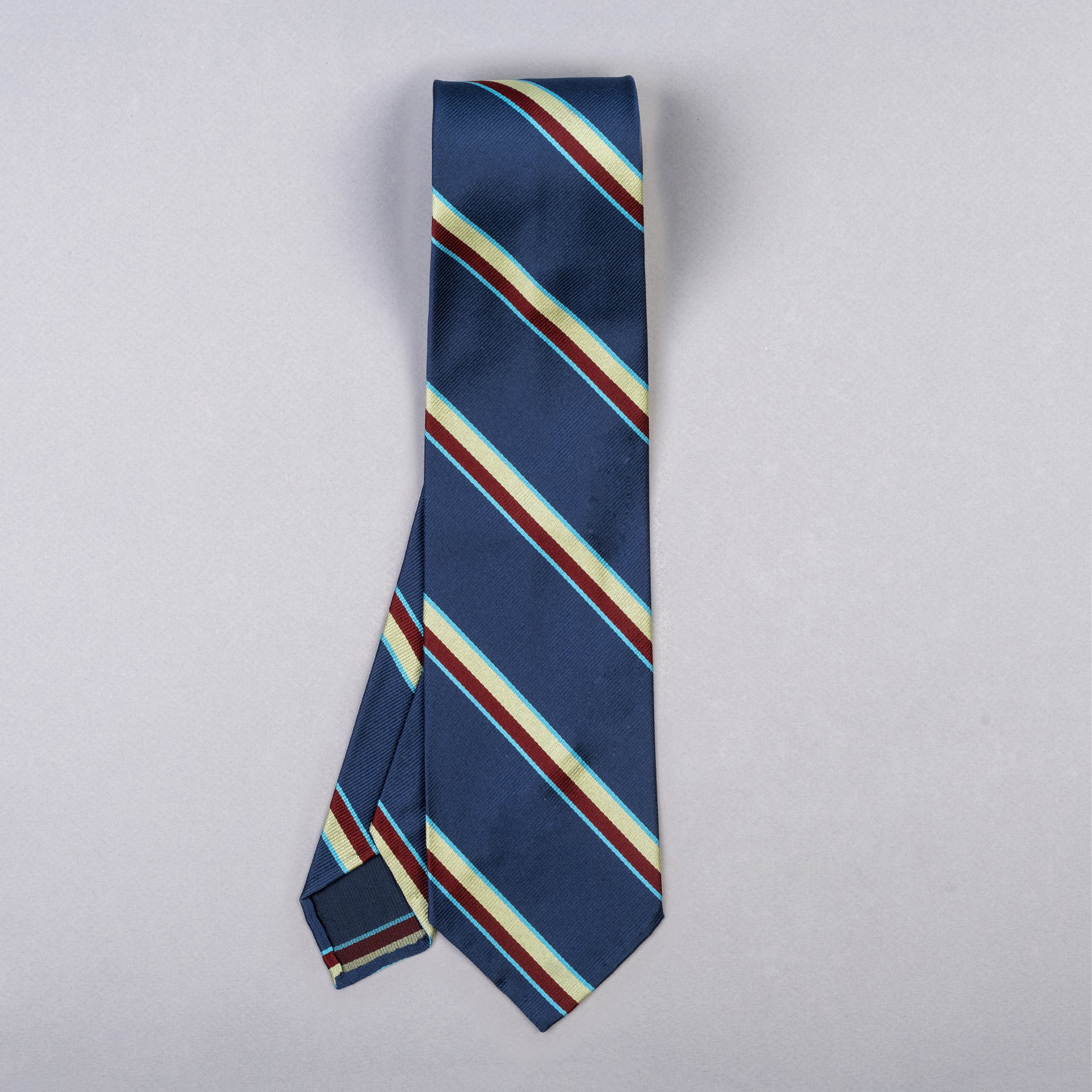 F. Marino Regimental Woven Tie – Blue, Burgundy & Turqoise