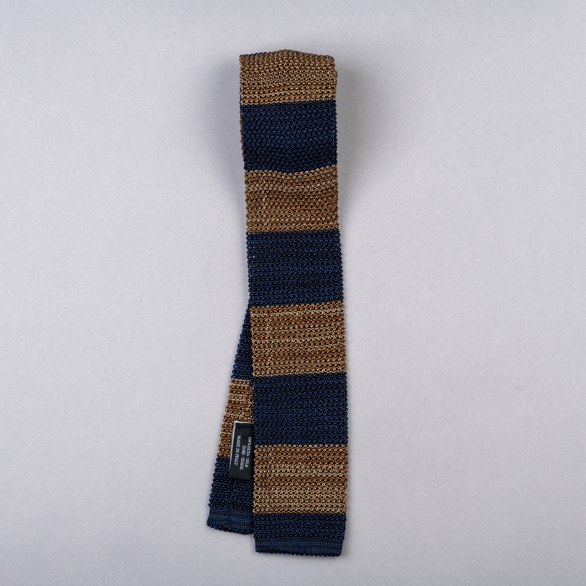 Carlo Fumeo Knitted Tie Marine & Brown