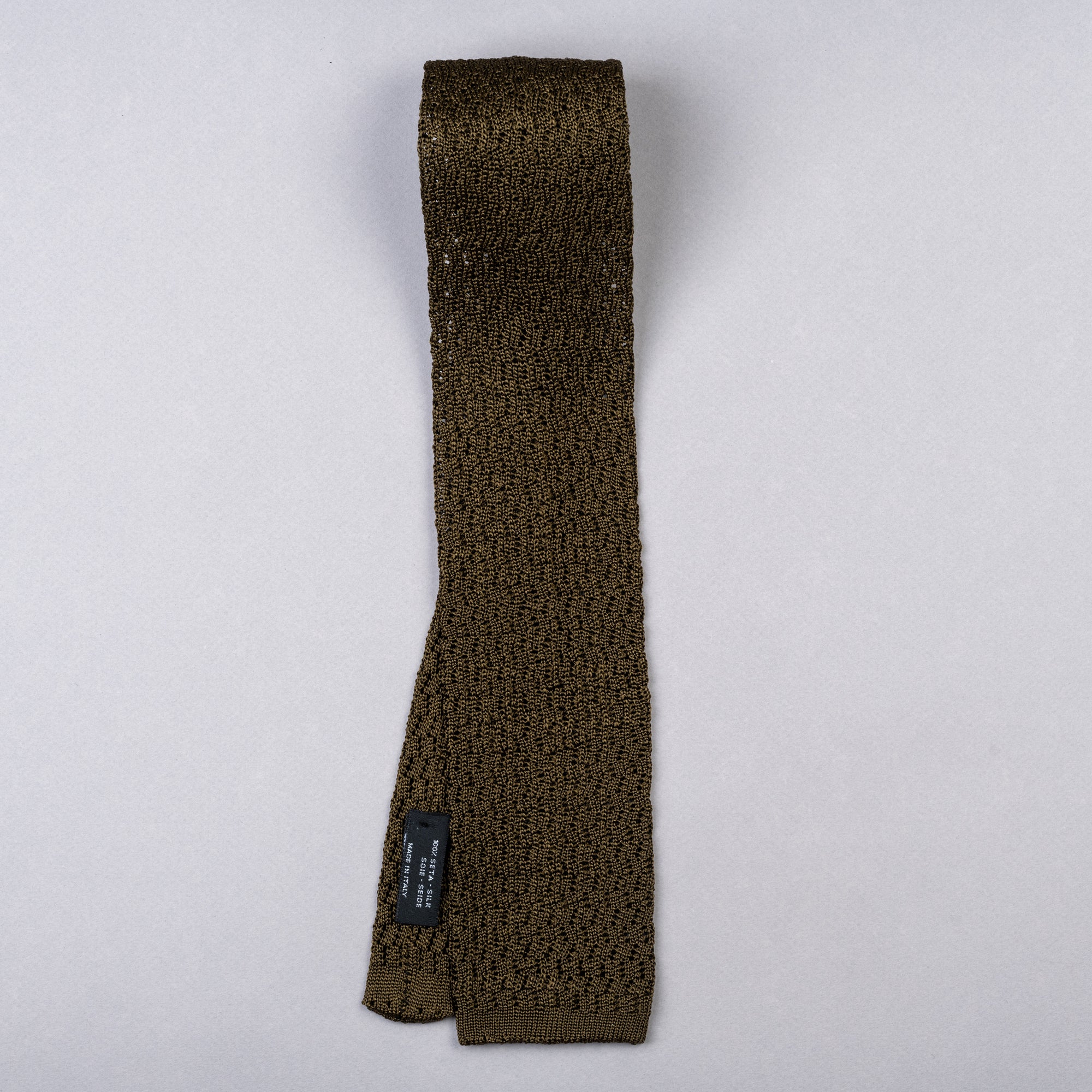 The Fine Gent Knitted Tie Olive Green