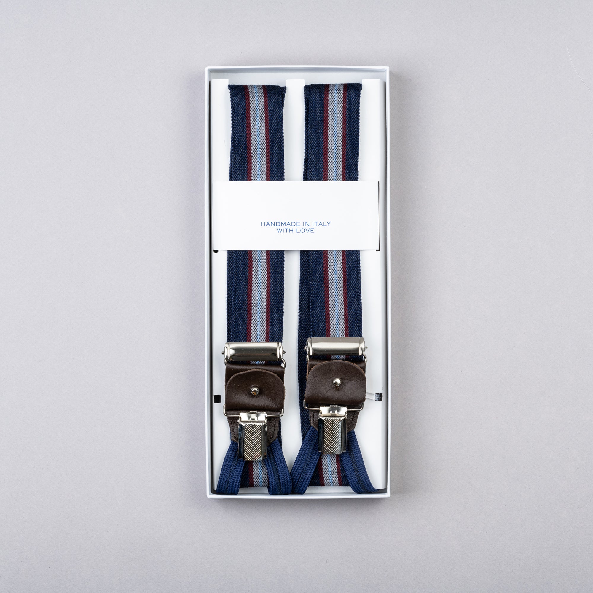 The Fine Gent Braces with Striped Blue Fabric
