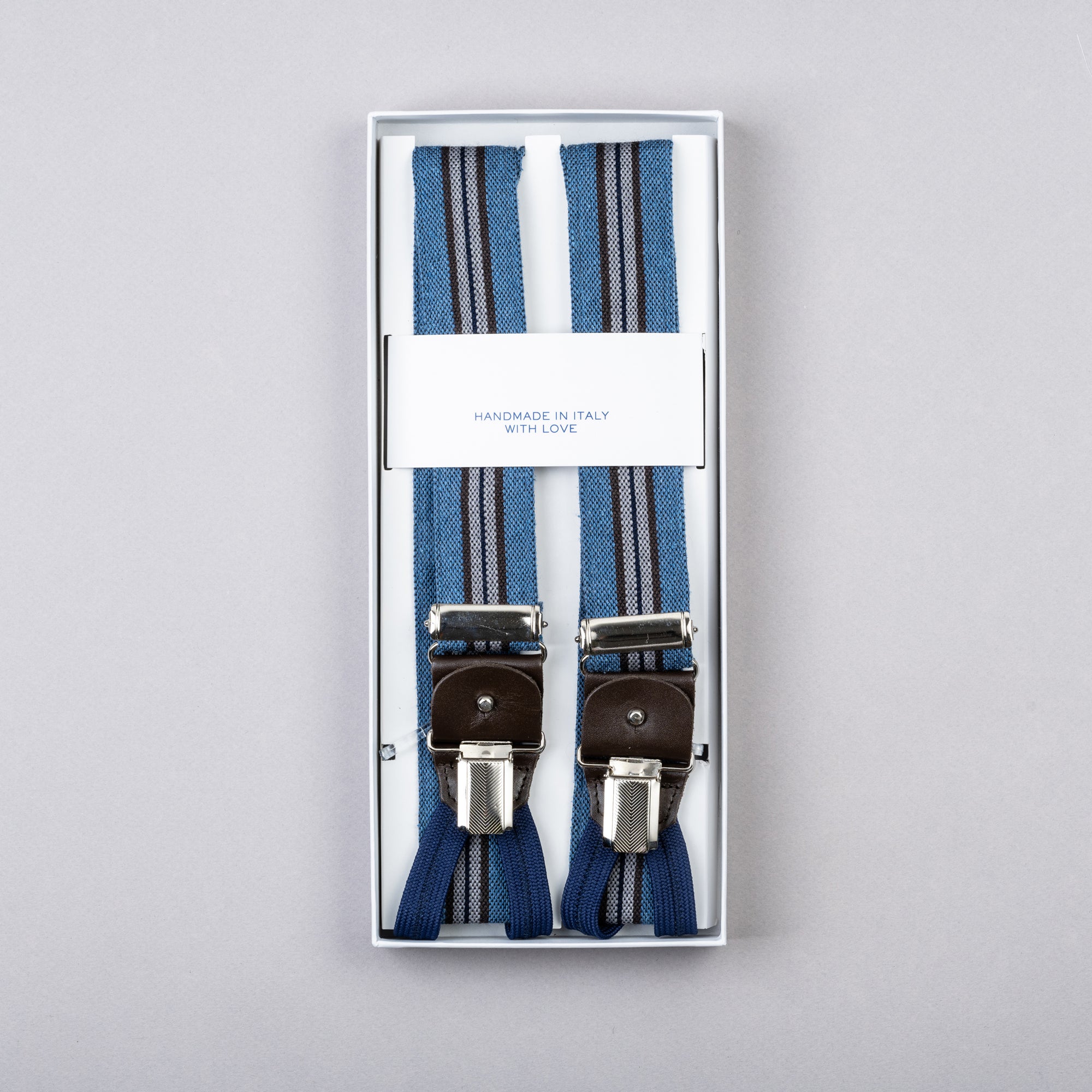 The Fine Gent Braces with Striped Sky Fabric