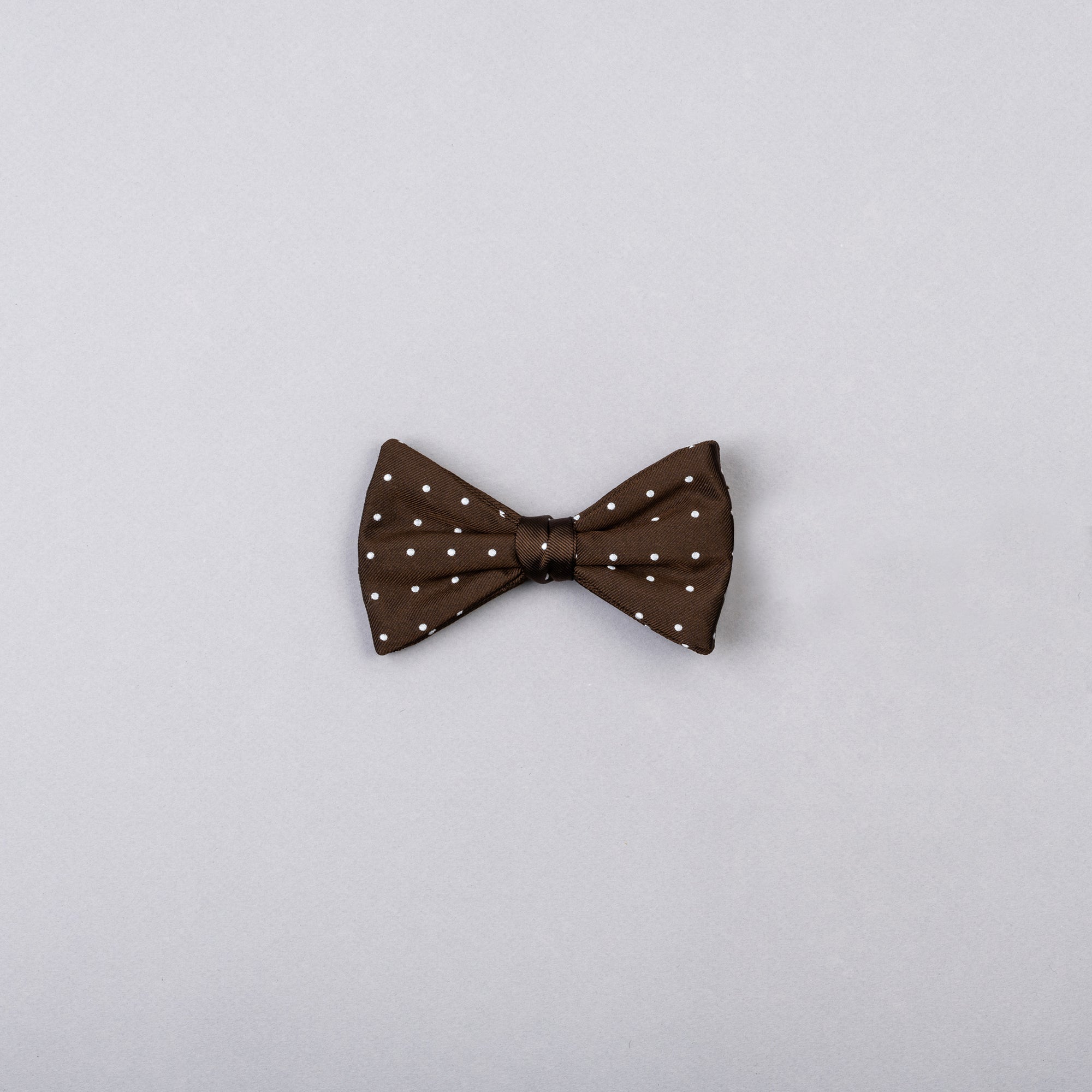 The Fine Gent Silk Bow Tie - Brown & White Dots
