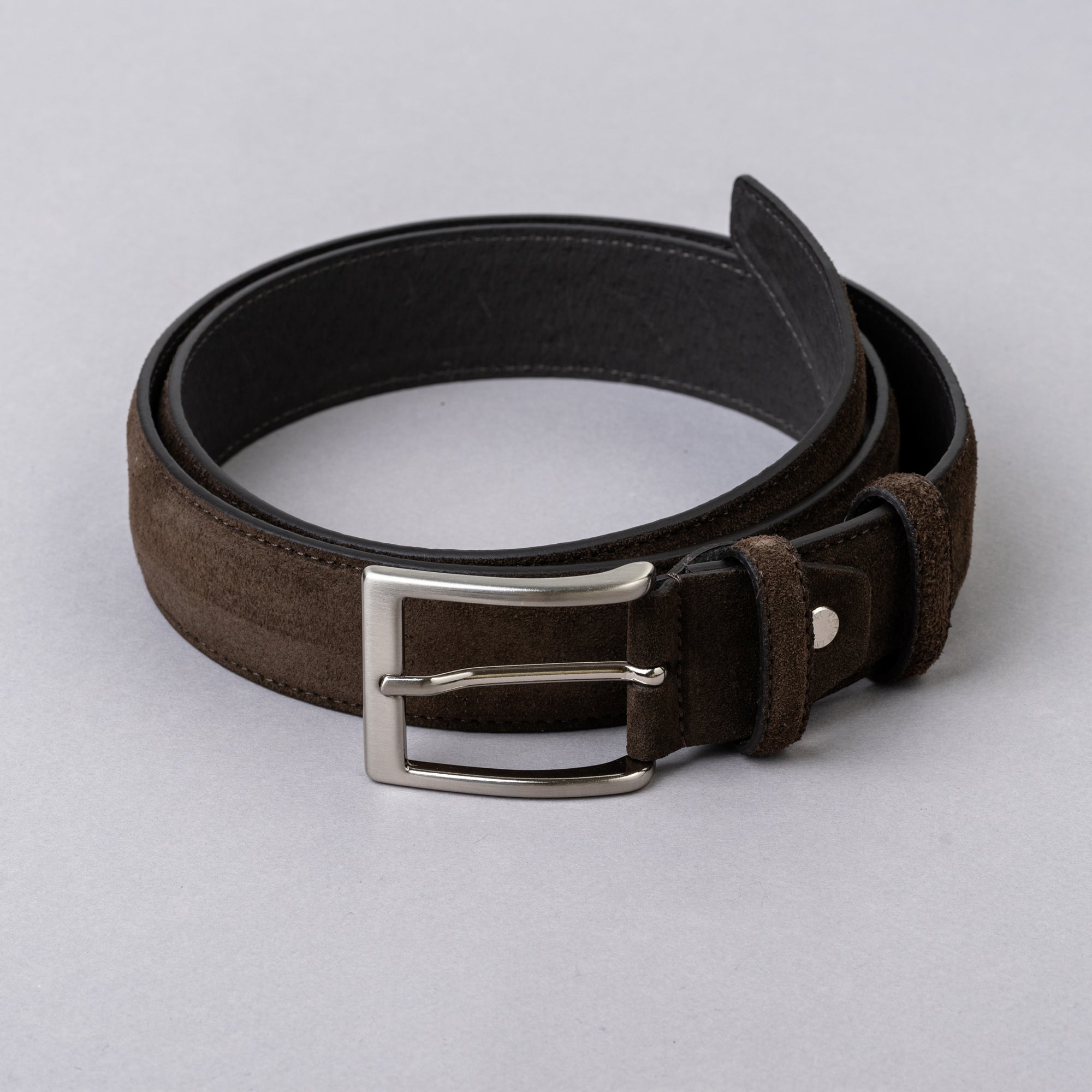 The Fine Gent Suede Leather Belt - Dark Brown